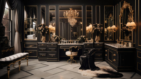 Luxury interior of a luxury hotel room. 3d renderの素材