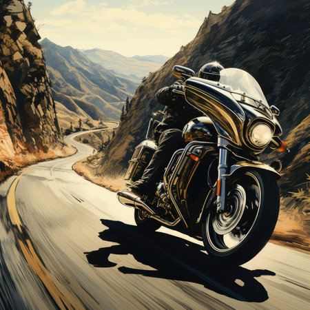 Motorcycle on the road in the mountains.の素材