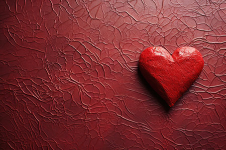Red heart on a textured background. Valentines day card.の素材