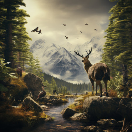 Beautiful wild deer in the forest.の素材