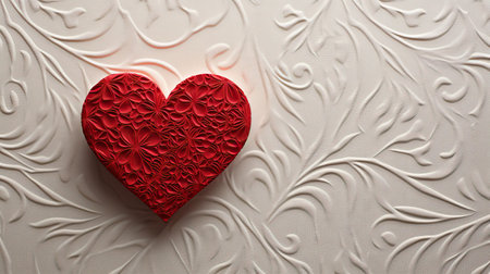 Red heart on a white background. Valentine's Day background. Love concept.の素材