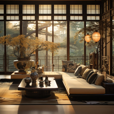 Interior of the living room in a chinese styleの素材