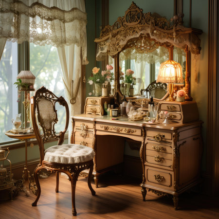 Vintage interior of living room in classic style with antique furniture.の素材