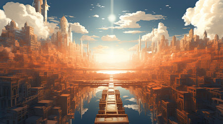 Futuristic city in the sky.の素材