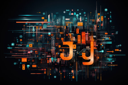 Abstract background image with binary code and numbers. Concept of coding and programming.の素材