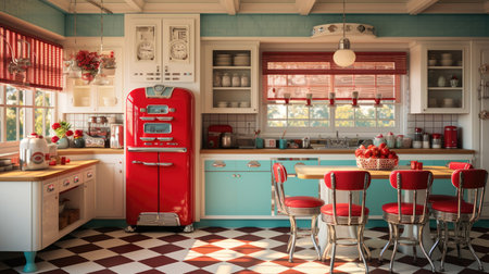 Interior of a vintage kitchen in a retro style.の素材
