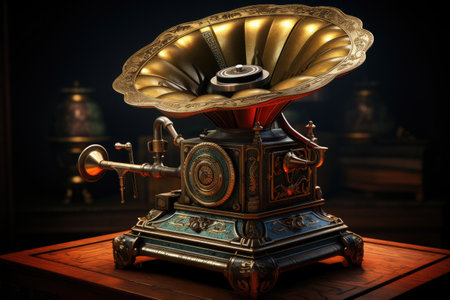 Antique gramophone on the table.の素材