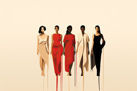 Silhouette of fashion models on white background.の素材