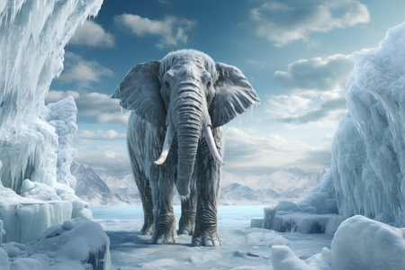 Elephant in ice cave.の素材