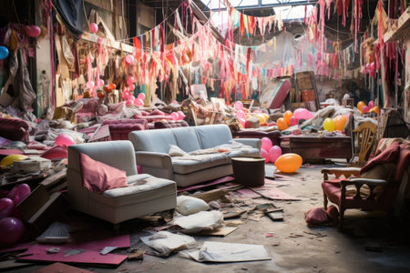 The interior of an abandoned houseの素材