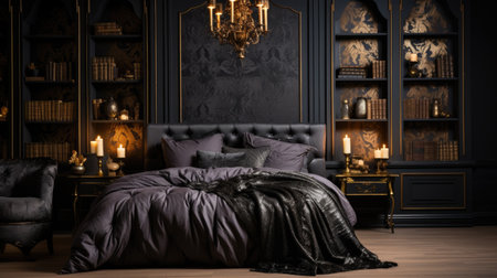 Luxury bedroom interior in classic style.の素材