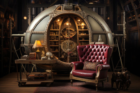 Luxury interior of a living room with a vintage armchair.の素材