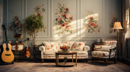 Luxury living room interior with classic furniture. Vintage style.の素材