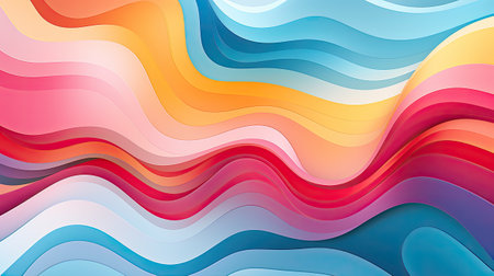 Abstract colorful background with wavy lines.の素材