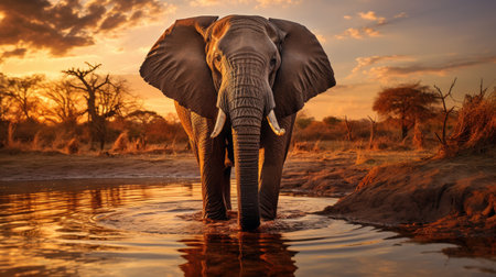 Elephant at sunsetの素材