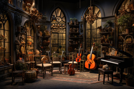 Musical instruments in a museumの素材