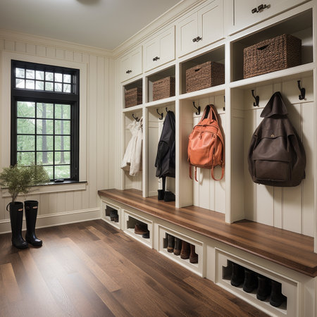 Dressing room interior with wardrobe and dressing room.の素材