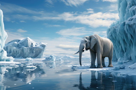 Elephant on the ice floe.の素材