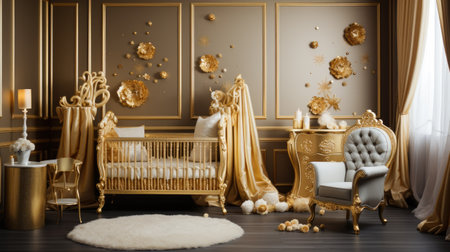 Baby room interior with armchair.の素材
