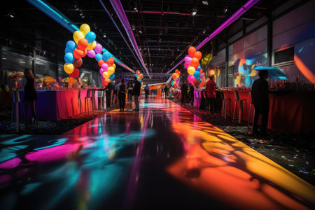 Colorful balloons on a party in a night club. Party conceptの素材