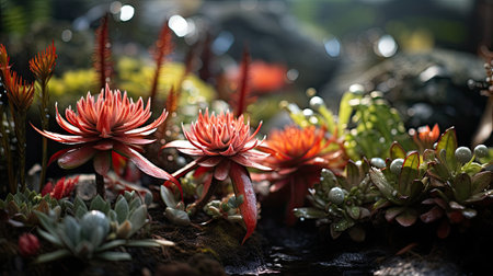 Miniature succulent plants in the botanical gardenの素材
