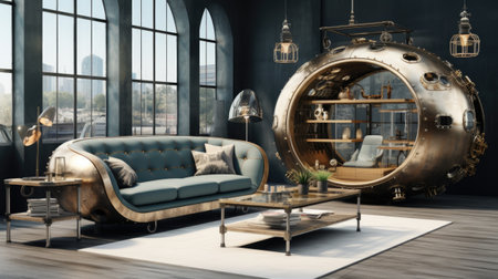 Luxury living room interior design with sofa, coffee table and armchair.の素材