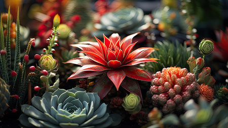 Miniature succulent plants for sale in the marketの素材