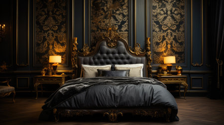 Luxury bedroom interior with classic furniture.の素材