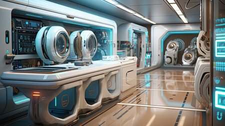 Spaceship interior. Futuristic spaceship interiorの素材