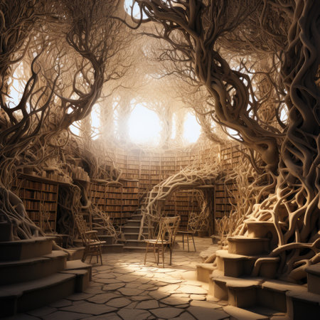 a fantasy halloween scene with trees and rootsの素材