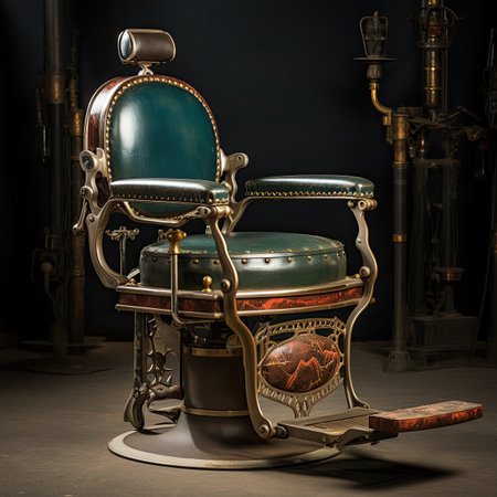 Vintage barber chair in a dark roomの素材