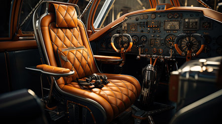 Interior of a vintage airplane cockpit.の素材