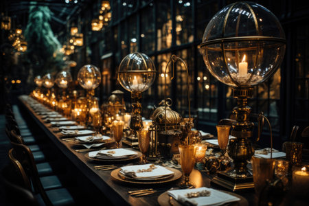 Table set for an event party or wedding receptionの素材