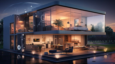 modern cozy house with pool and parking for sale or rent.の素材