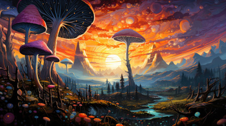 Fantasy Landscape with Mushroomsの素材