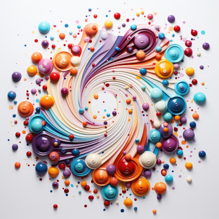 Colorful buttons on white background. Top view. Flat lay.の素材