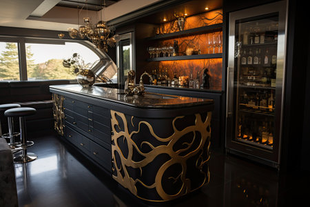 Luxury bar counter in a luxury restaurant. Luxury interior design.の素材