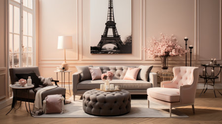 Luxury living room interior with sofa, armchair, coffee tableの素材