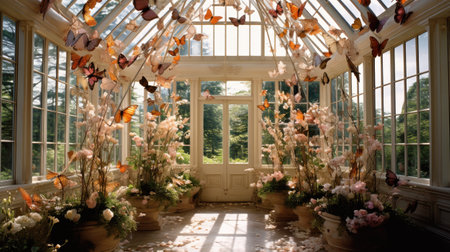 Beautiful wedding decorations in the interior of a modern country house.の素材