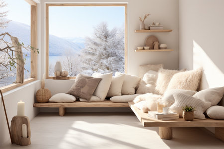 Interior of modern living room with window.の素材