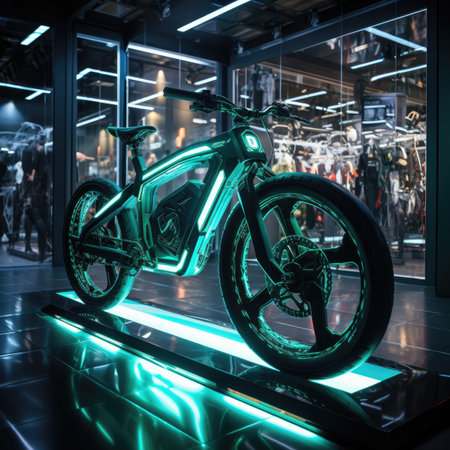 Bike in a shop window. 3d renderingの素材