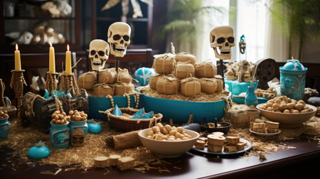 Halloween decoration with candlesticksの素材