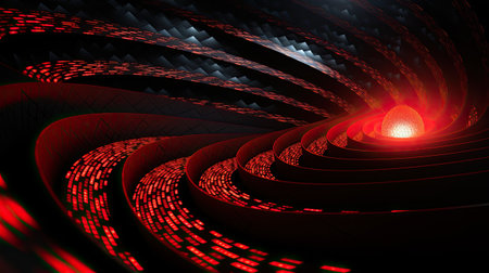 Abstract fractal computer generated composition with various geometrical shapes.の素材