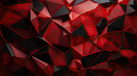 abstract geometric background with red and black triangular polygonsの素材