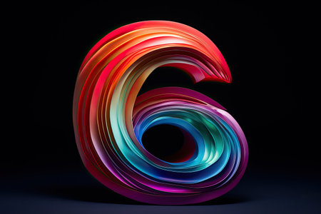 3d render, number 6, multicolor font, computer generated abstract backgroundの素材