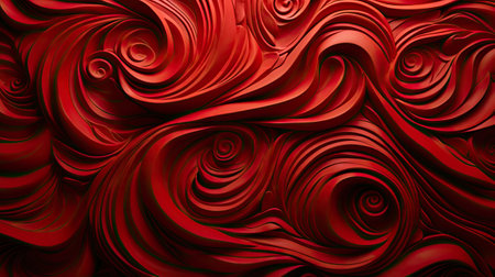 Red abstract wavy background. 3d rendering, 3d illustration.の素材
