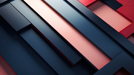 3d render of abstract geometric background with black, red and blue elementsの素材