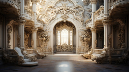 The interior of the baroque palace of Versailles, Franceの素材