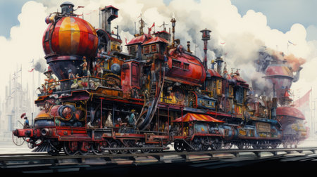 Steam locomotive in the cityの素材