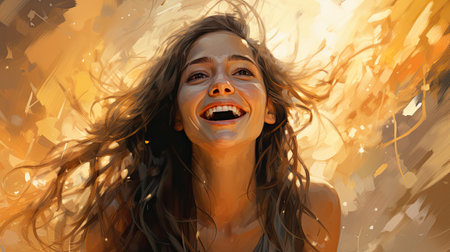 Portrait of a young woman with a smile on her face.の素材